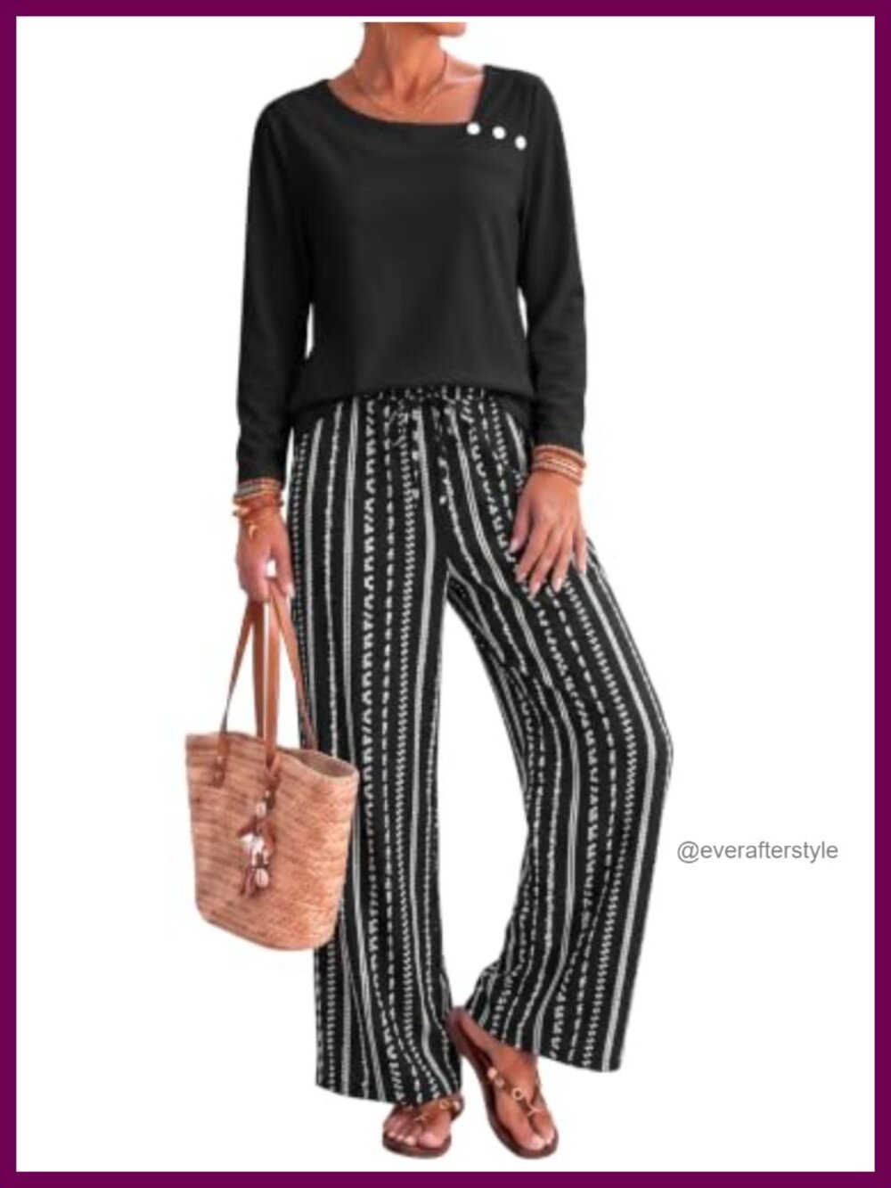 Two Piece Lounge Set Women Printed Wide Leg Pants Long Sleeve Top Pockets